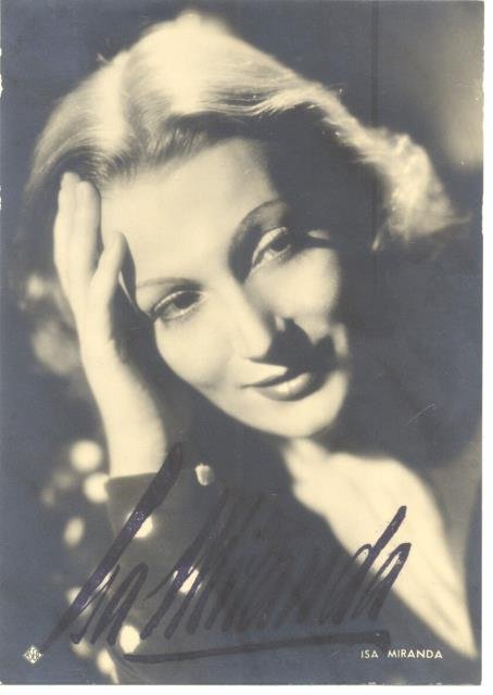 Fotografia in bianco e nero con firma autografa dell'attrice Isa Miranda (Ines Isabella Sanpietro) (Bergamo, 1905-1982).