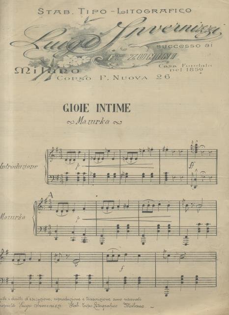 GIOIE INTIME. Mazurka per Pianoforte. | Immagine principale