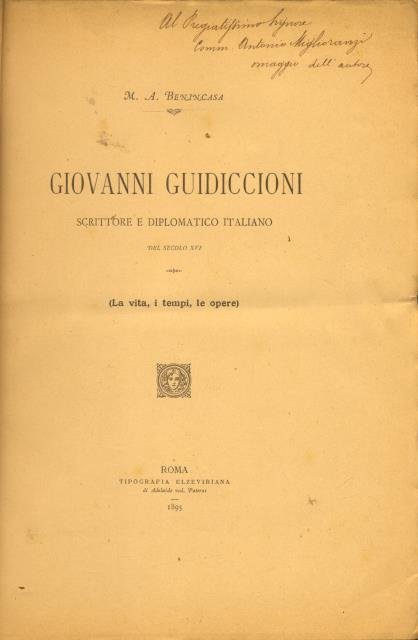 GIOVANNI GUIDICCIONI, SCRITTORE E DIPLOMATICO ITALIANO DEL SECOLO XVI. La …
