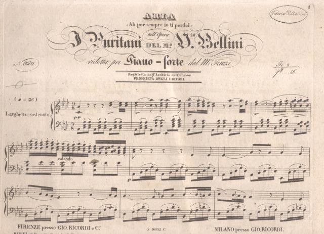 I PURITANI (1835). Aria "Ah per sempre io ti perdei". …