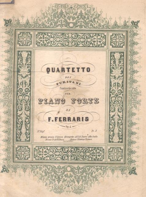 I PURITANI (1835). Quartetto per Pianoforte, tratto dall'Opera di Bellini, … | Immagine principale