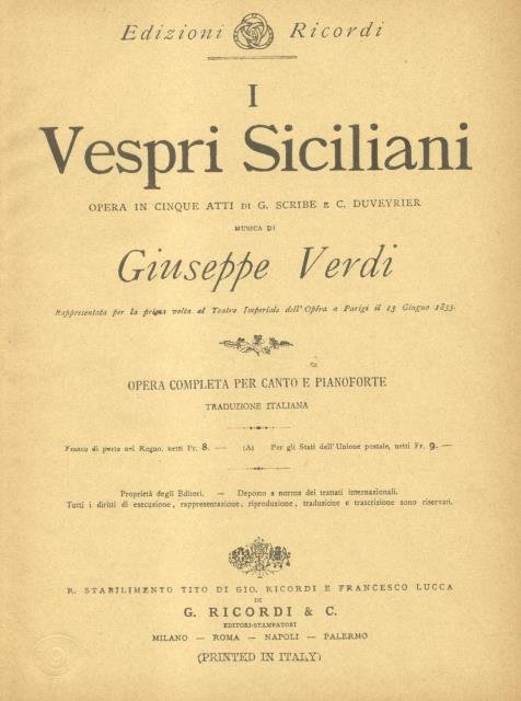 I VESPRI SICILIANI (1855). Dramma in cinque atti di E. …