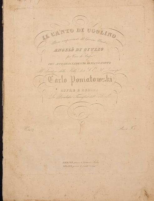 IL CANTO DI UGOLINO. Per voce di Basso con accompagnamento …