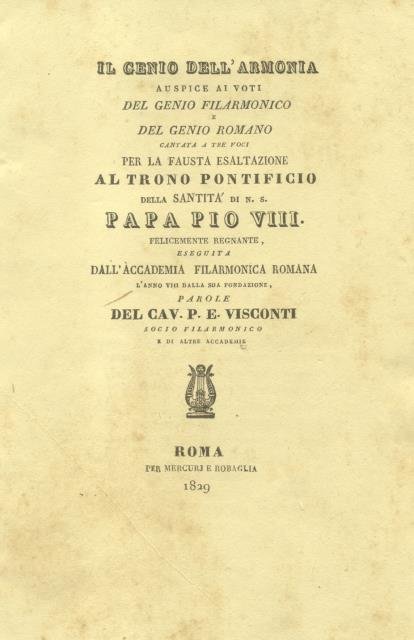 IL GENIO DELL'ARMONIA AUSPICE AI VOTI DEL GENIO FILARMONICO E …