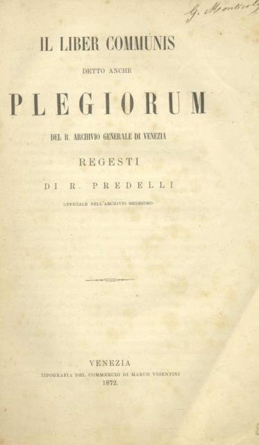 IL LIBER COMMUNIS DETTO ANCHE PLEGIORUM DEL R. ARCHIVIO GENERALE … | Immagine principale