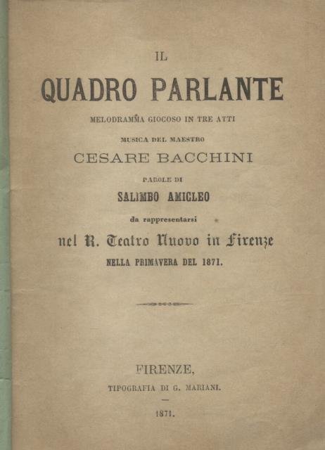 IL QUADRO PARLANTE (1871). Melodramma giocoso in tre atti. Parole … | Immagine principale