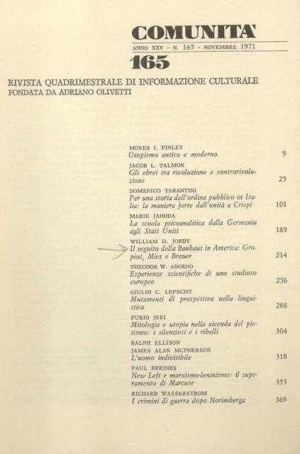 IL SEGUITO DELLA BAUHAUS IN AMERICA. Gropius, Mies, Breuer. Saggio …
