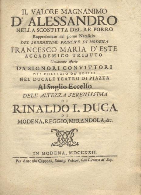 Il valore magnanimo d'Alessandro nella sconfitta del re Porro. Rappresentato … | Immagine principale