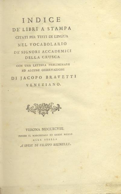 INDICE DE' LIBRI A STAMPA CITATI PER TESTI DI LINGUA …