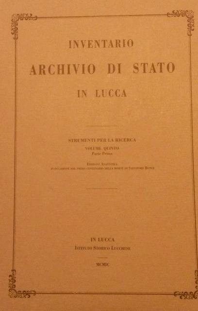 INVENTARIO ARCHIVIO DI STATO IN LUCCA.