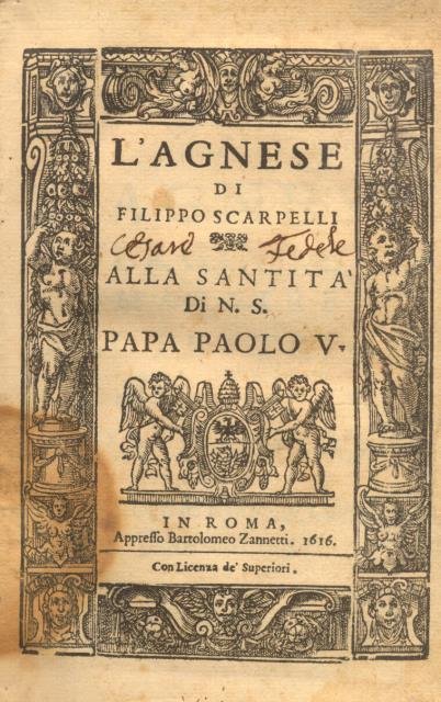 L'AGNESE DI FILIPPO SCARPELLI. Alla Santità di N.S. Papa Paolo …