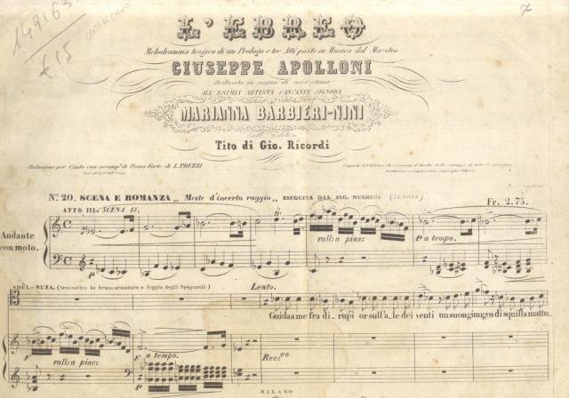L'EBREO (1855). Melodramma tragico in un Prologo e tre Atti …