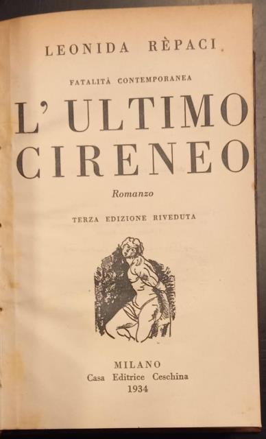L'ULTIMO CIRENEO. Romanzo.
