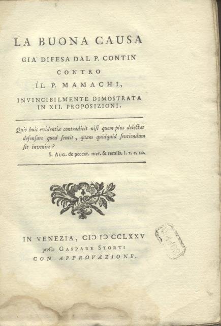 LA BUONA CAUSA GIÁ DIFESA DAL P. CONTIN CONTRO IL …