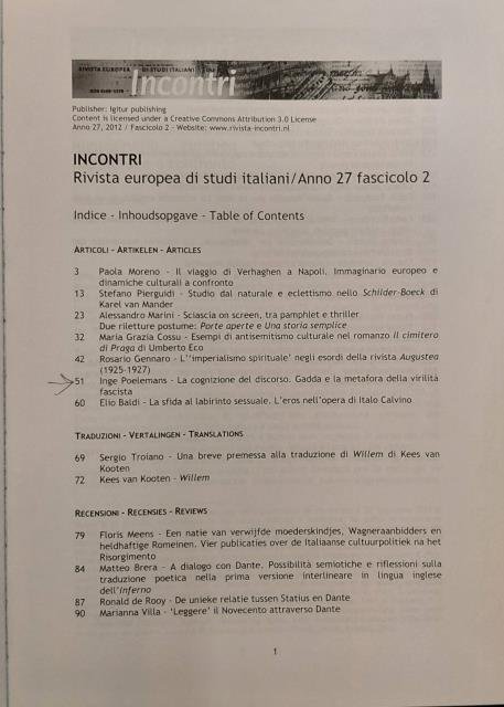 LA COGNIZIONE DEL DISCORSO. GADDA E LA METAFORA DELLA VIRILITA' … | Immagine principale