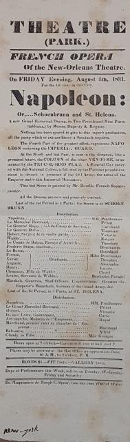 Locandina originale per una esecuzione di "Napoleon: Or, Schoenbrunn and …