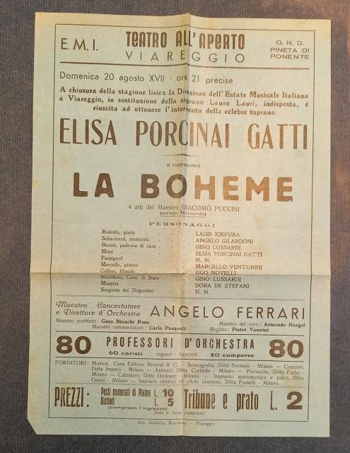 Locandina originale per una rappresentazione dell'opera "La Bohème" di Giacomo …