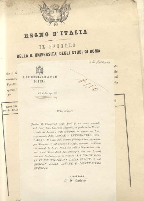 Lotto di oltre cento documenti originali a stampa riguardanti l'Università …