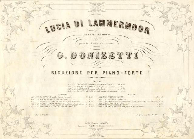 LUCIA DI LAMMERMOOR (1835). Dramma tragico. Aria "Ardon gl'incensi". Riduzione …
