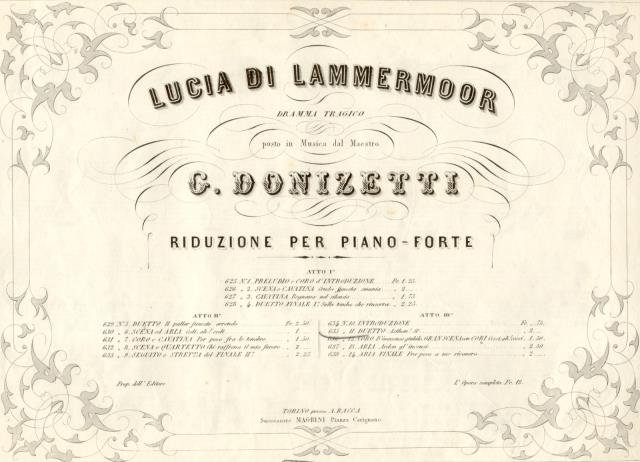 LUCIA DI LAMMERMOOR (1835). Dramma tragico. Duetto "Ashton! Sì". Riduzione …