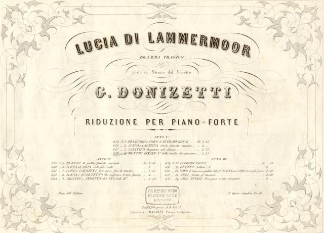 LUCIA DI LAMMERMOOR (1835). Dramma tragico. Duetto Finale I° "Sulla …