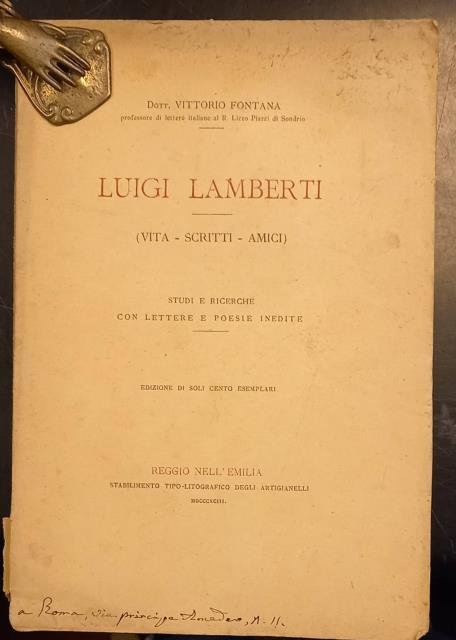 LUIGI LAMBERTI (VITA, SCRITTI, AMICI). Studi e Ricerche con Lettere …