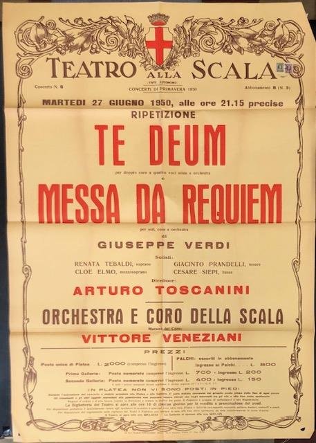 Manifesto originale per una esecuzione del "Te Deum" e della …