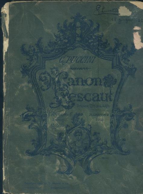 MANON LESCAUT (1893). Dramma lirico in quattro Atti. Opera completa …