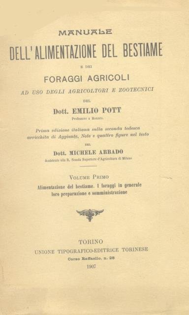 MANUALE DELL'ALIMENTAZIONE DEL BESTIAME E DEI FORAGGI AGRICOLI AD USO …