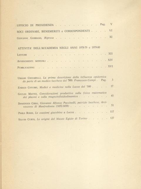 MEDICI E MEDICINE NELLA LUCCA DEL '500. Saggio contenuto in …