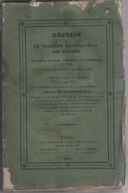 Mémoire sur le système grammatical des langues de quelques nations …