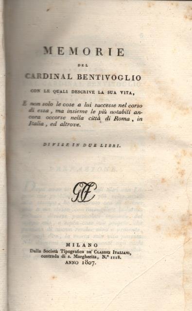 MEMORIE CON LE QUALI DESCRIVE LA SUA VITA. E non …