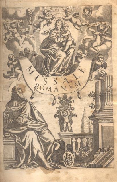 MISSALE ROMANUM EX DECRETO SACROSANCTI CONCILIJ TRIDENTINI RESTITUTUM, S.PII V. PONTIFICIS MAXIMI JUSSU EDITUM, CLEMENTIS VIII. & URBANI VIII. AUCTORITATE RECOGNITUM. In quo Missae Sanctorum à Clemente IX & X tàm de Praecepto, quàm ad Libitum adiunctae, sunt congruè dispositae, & ad longum extense.