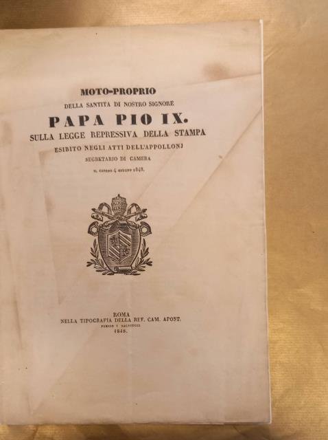 Motu-Proprio della Santità di nostro Signore Papa Pio IX sulla …