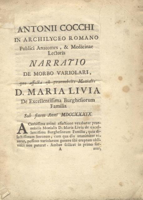 Narratio de morbo variolari, quo affecta est praenobilis monialis. D. …