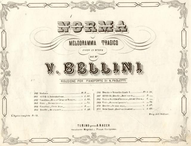 NORMA (1831). Melodramma tragico. Aria finale "Qual cor tradisti". Riduzione …