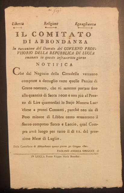 Notifica per l'acquisto di partite di Grano nostrano. 30 giugno …