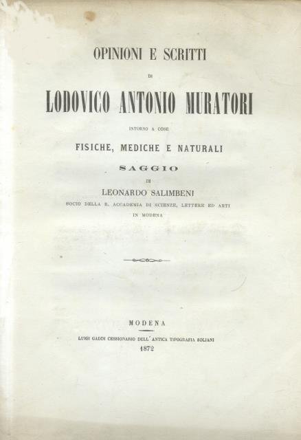OPINIONI E SCRITTI DI LODOVICO ANTONIO MURATORI INTORNO A COSE … | Immagine principale