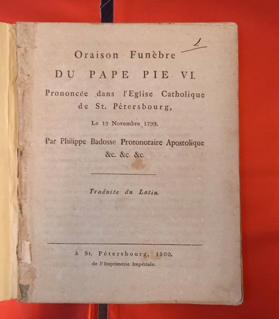 ORAISON FUNÈBRE DU PAPE PIE VI. Pronuncée dans l'Eglise Catholique …