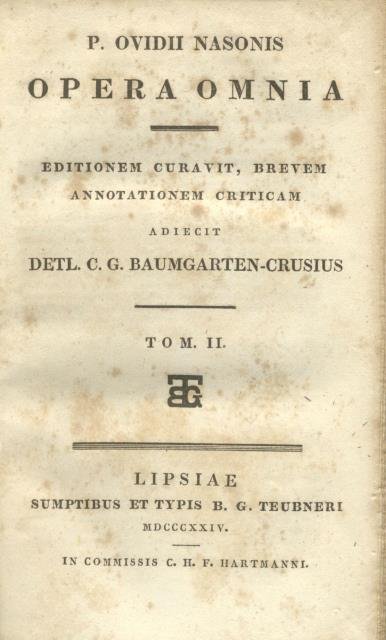 P. OVIDII NASONIS OPERA OMNIA. Editionem curavit, brevem annotationem criticam, …