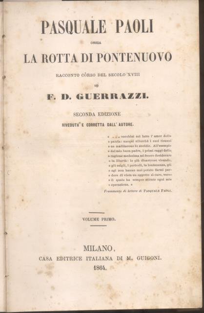 PASQUALE PAOLI ossia LA ROTTA DI PONTENUOVO. Racconto corso del …