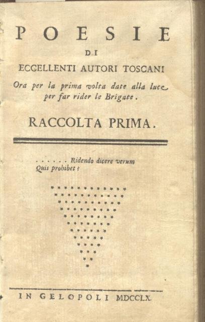 POESIE DI ECCELLENTI AUTORI TOSCANI. Ora per la prima volta … | Immagine principale