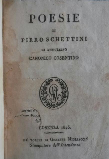 POESIE DI PIRRO SCHETTINI CANONICO COSENTINO.