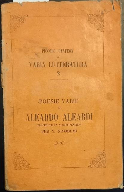 POESIE VARIE. Precedute da alcuni pensieri per N. Nicodemi.