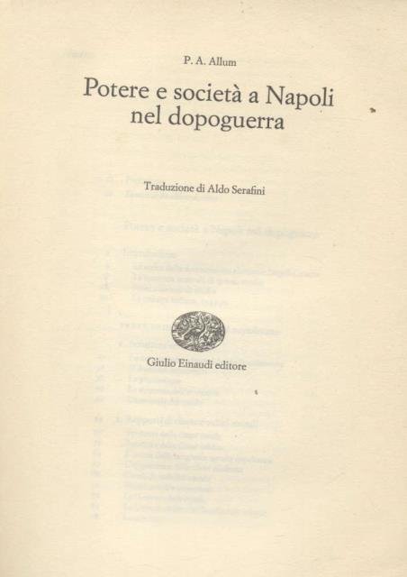 POTERE E SOCIETÀ A NAPOLI NEL DOPOGUERRA.