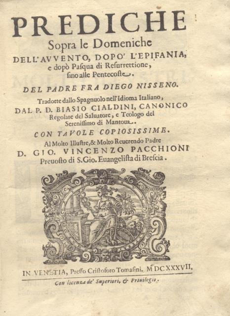 PREDICHE SOPRA LE DOMENICHE DELL`AVVENTO, DOPO L'EPIFANIA, E DOPO PASQUA …