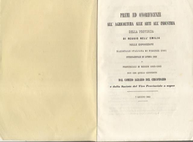 Premi e onorificenze all'agricoltura, alle arti, all'industria, della provincia di …