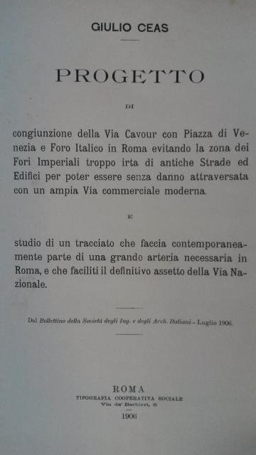 Progetto di congiunzione della Via Cavour con Piazza Venezia e …