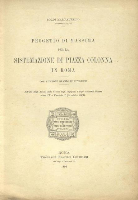 PROGETTO DI MASSIMA PER LA SISTEMAZIONE DI PIAZZA COLONNA IN …