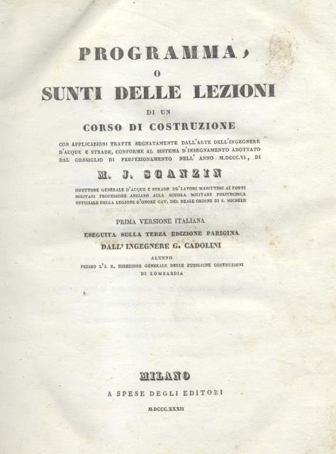 PROGRAMMA o SUNTI DELLE LEZIONI DI UN CORSO DI COSTRUZIONE. …